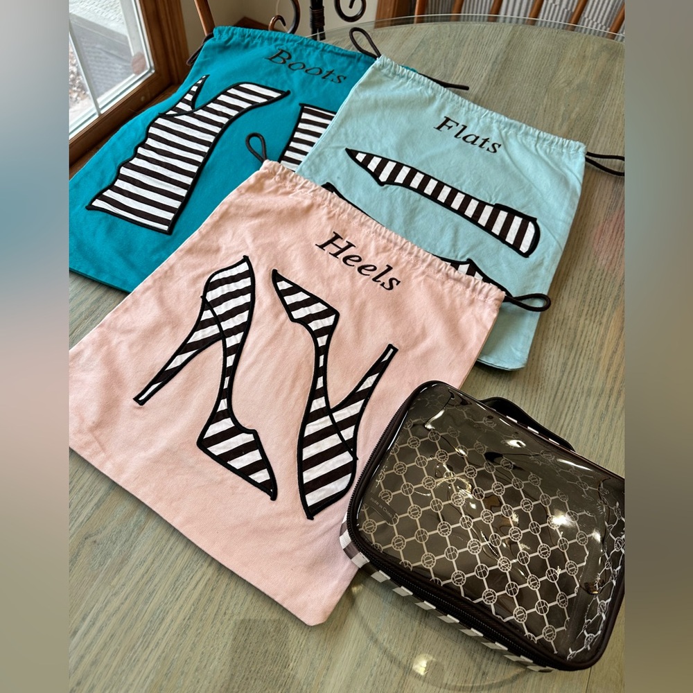Henri Bendel travel pouches set boots, heels, flats